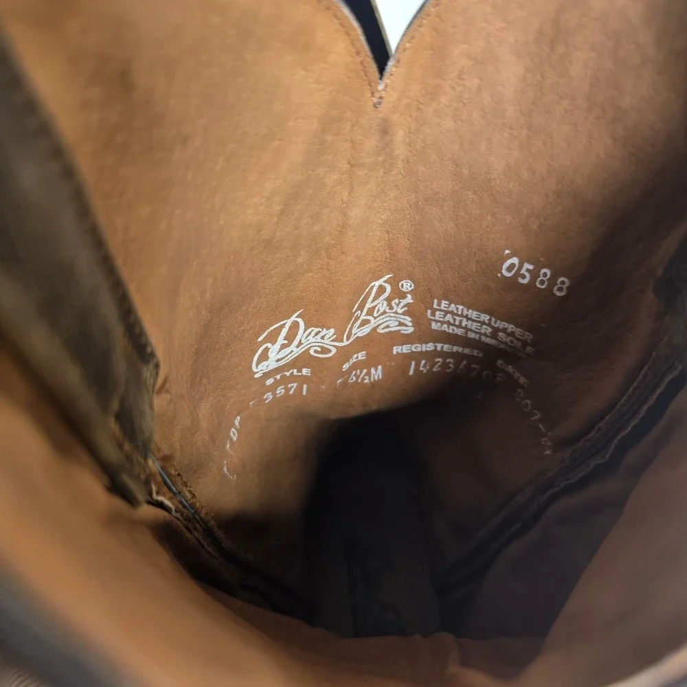 Dan Post Womens Leather Western Cowboy Boots Brown Distressed Size 6.5 M - Picture 8 of 8